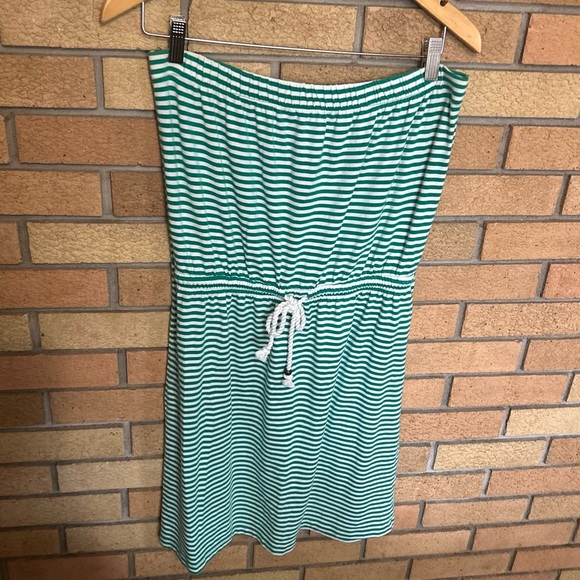 Gap Strapless Nautical Dress Rope Belt Striped Green & White Women’s Small - Picture 1 of 6